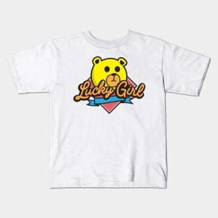 Lucky Girl Kawaii Bear Kids T-Shirt